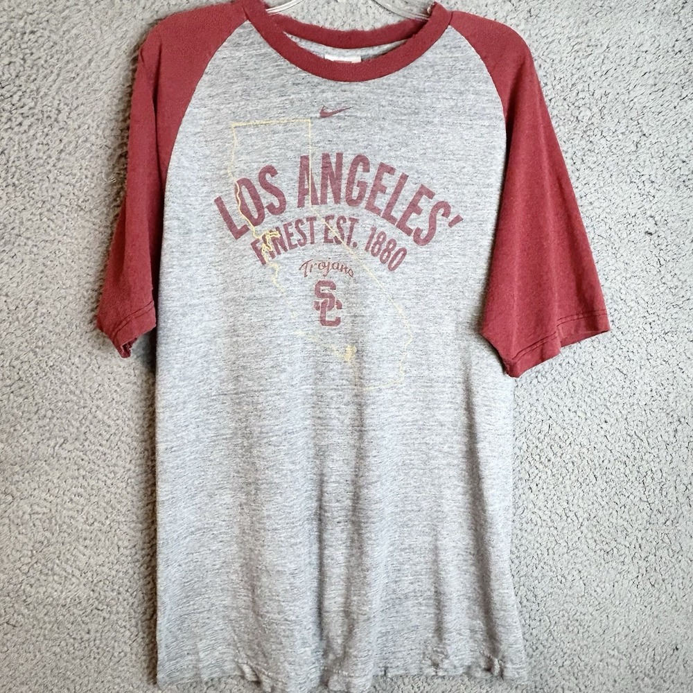 Vintage Nike Team USC Trojans 3/4 Sleeve Mens Small Gray NCAA Center Swoosh